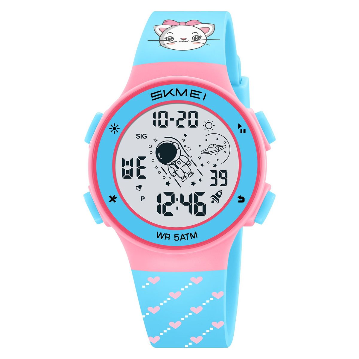SKMEI - Reloj Skmei 2267 Gato detalles rosados con luces_.