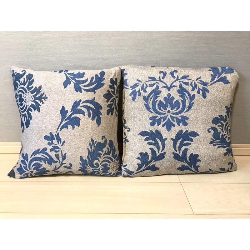 GENERICO - Fundas de Cojines x6 und Beige Oscuro con Detalles azules