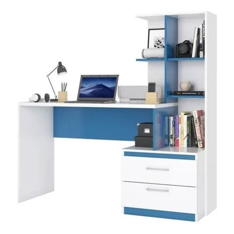 AMUEBLE - Escritorio de melamine Borde BLANCOAzul Tiendas Amueble