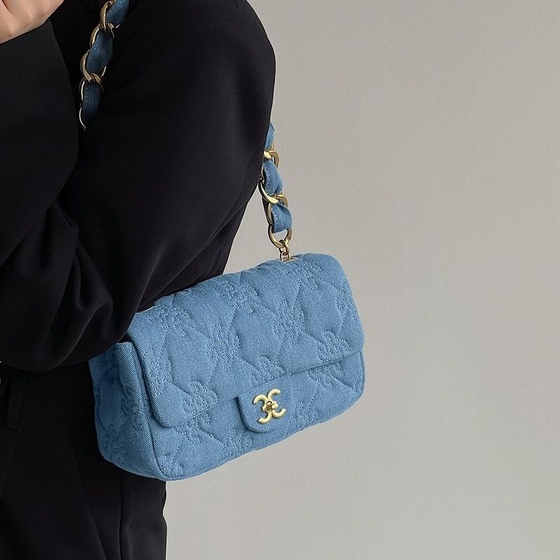 DANWEILE - Bolso bandolera con cadena vaquera para mujer novedad de 2024 - Azul