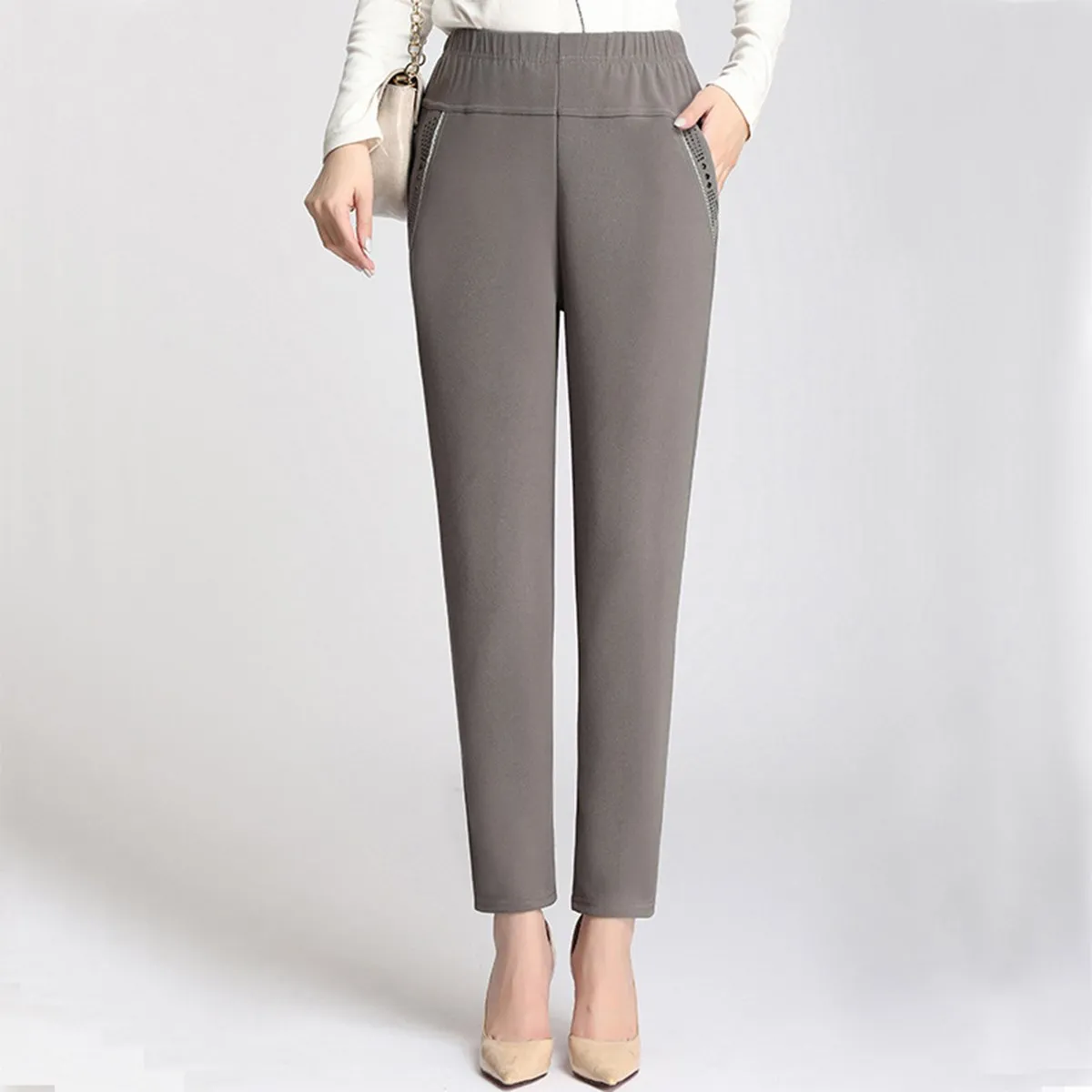 ZIMRAHYG - Pantalon Dama Vestir Moda Stretch Tiro Medio Oficina Formal