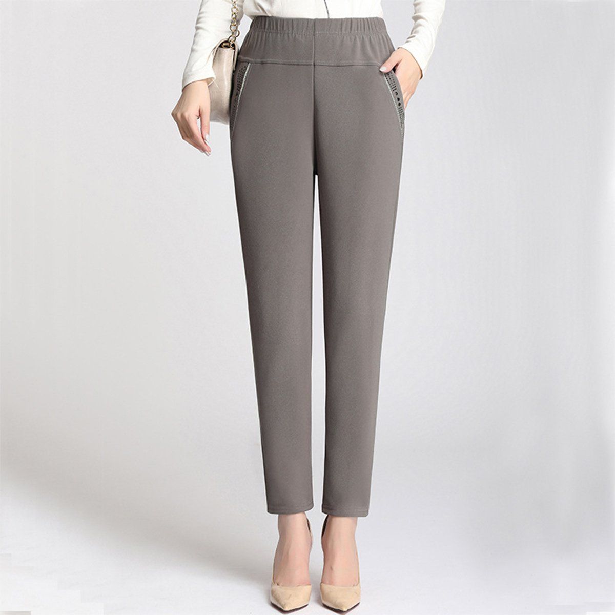 ZIMRAHYG - Pantalon Dama Vestir Moda Stretch Tiro Medio Oficina Formal