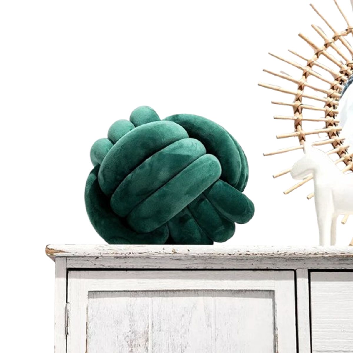 GENERICO - Cojín nudo terciopelo verde botella