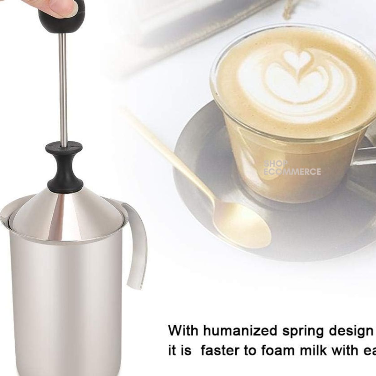 GENERICO - Batidor mezclador de para café en acero  400 ml