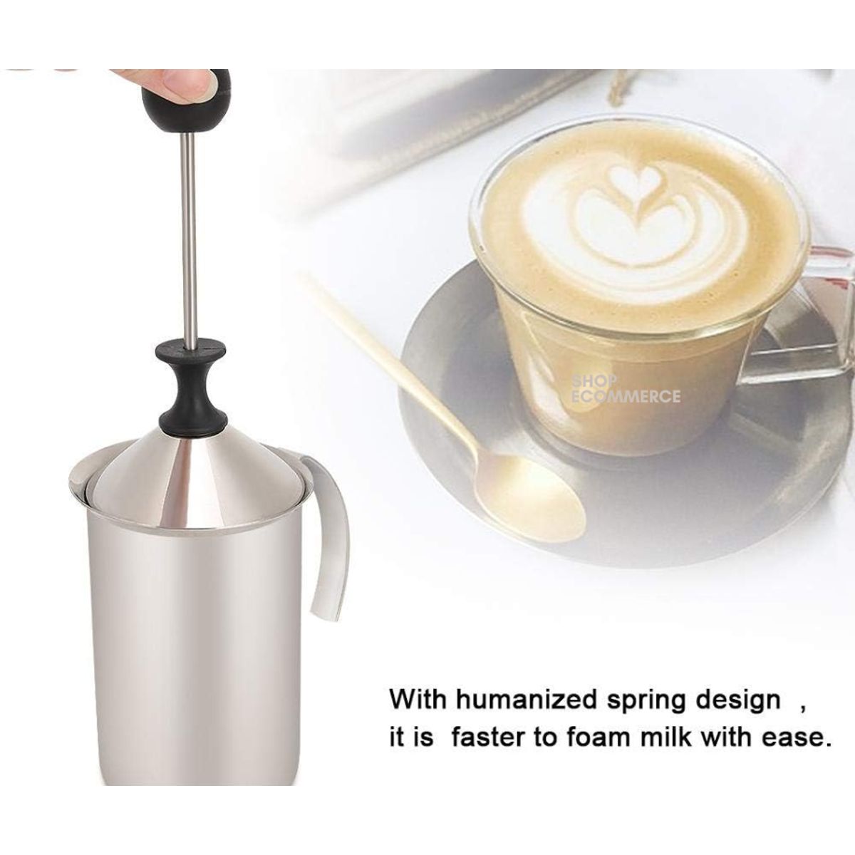 GENERICO - Batidor mezclador de para café en acero  400 ml