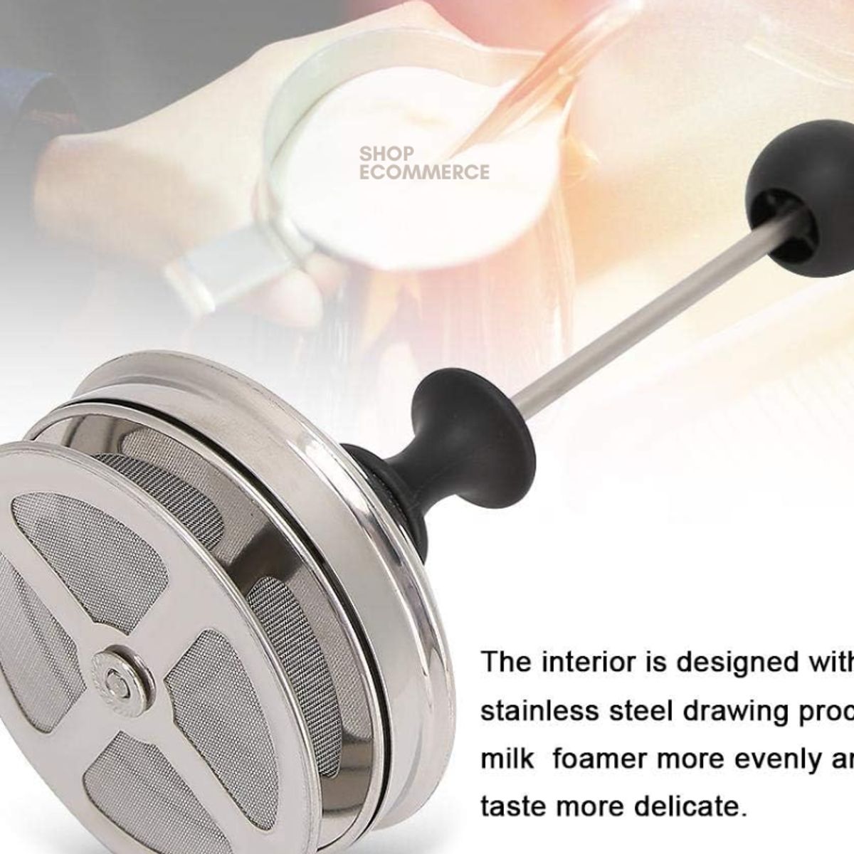 GENERICO - Batidor mezclador de para café en acero  400 ml