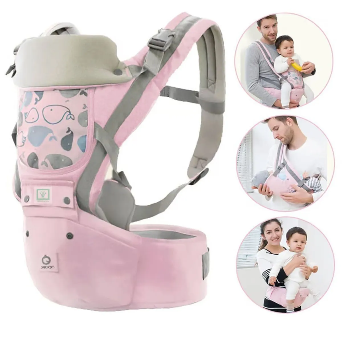 GENERICO - Canguro para Bebé Ergonómico Ballena 3 en 1 Rosado