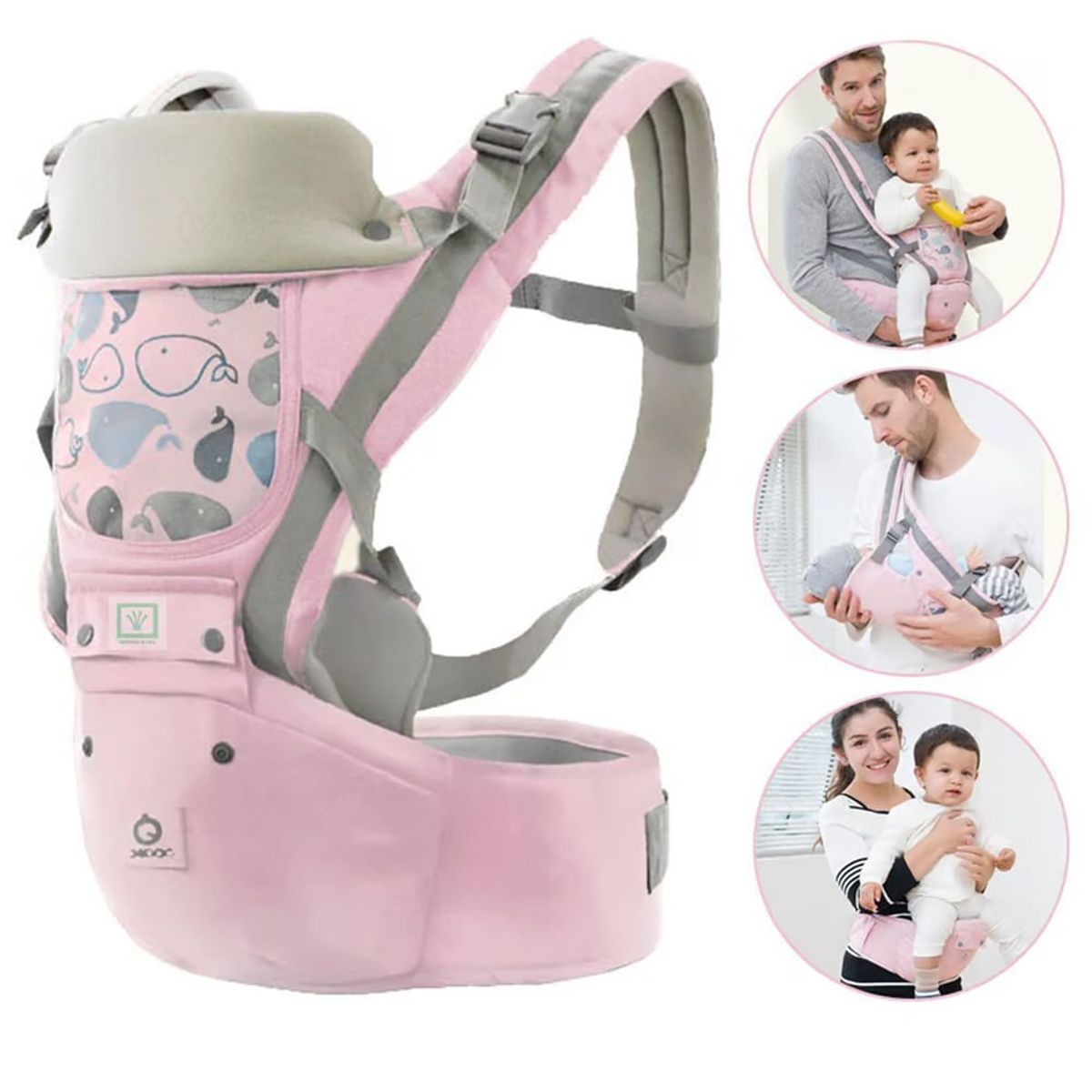 GENERICO - Canguro para Bebé Ergonómico Ballena 3 en 1 Rosado