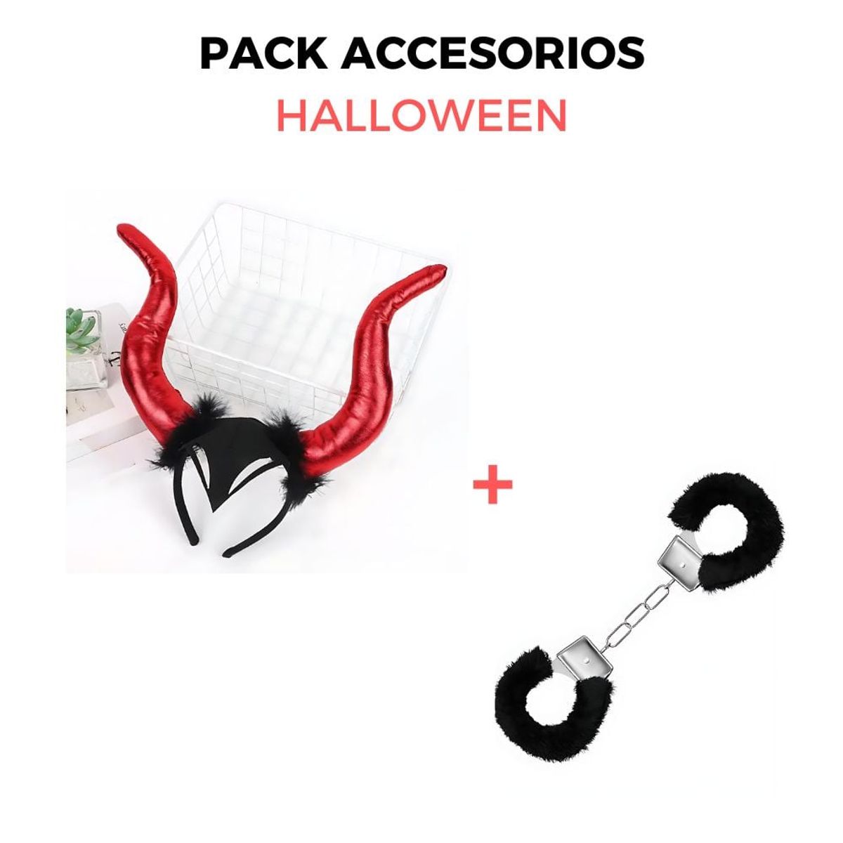 GENERICO - Pack Accesorios Para Disfraz Halloween Party Red