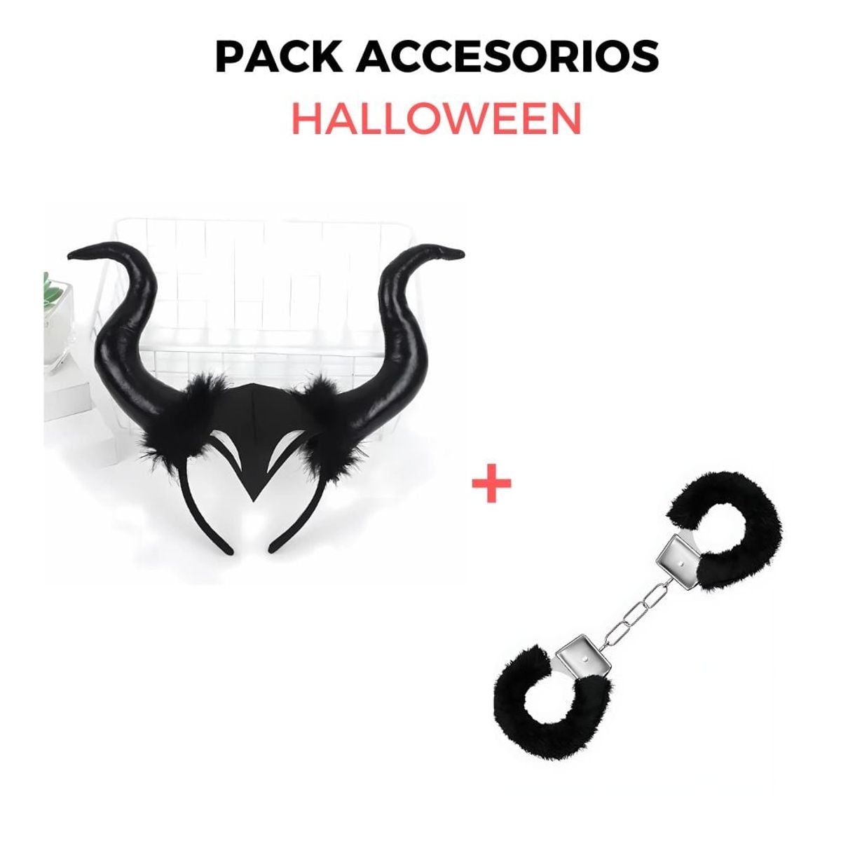 GENERICO - Pack Accesorios Para Disfraz Halloween Party Black