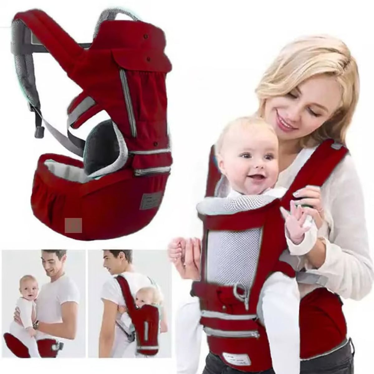 GENERICO - Canguro para Bebe Ergonómico 3 en1 Multiposición Vino