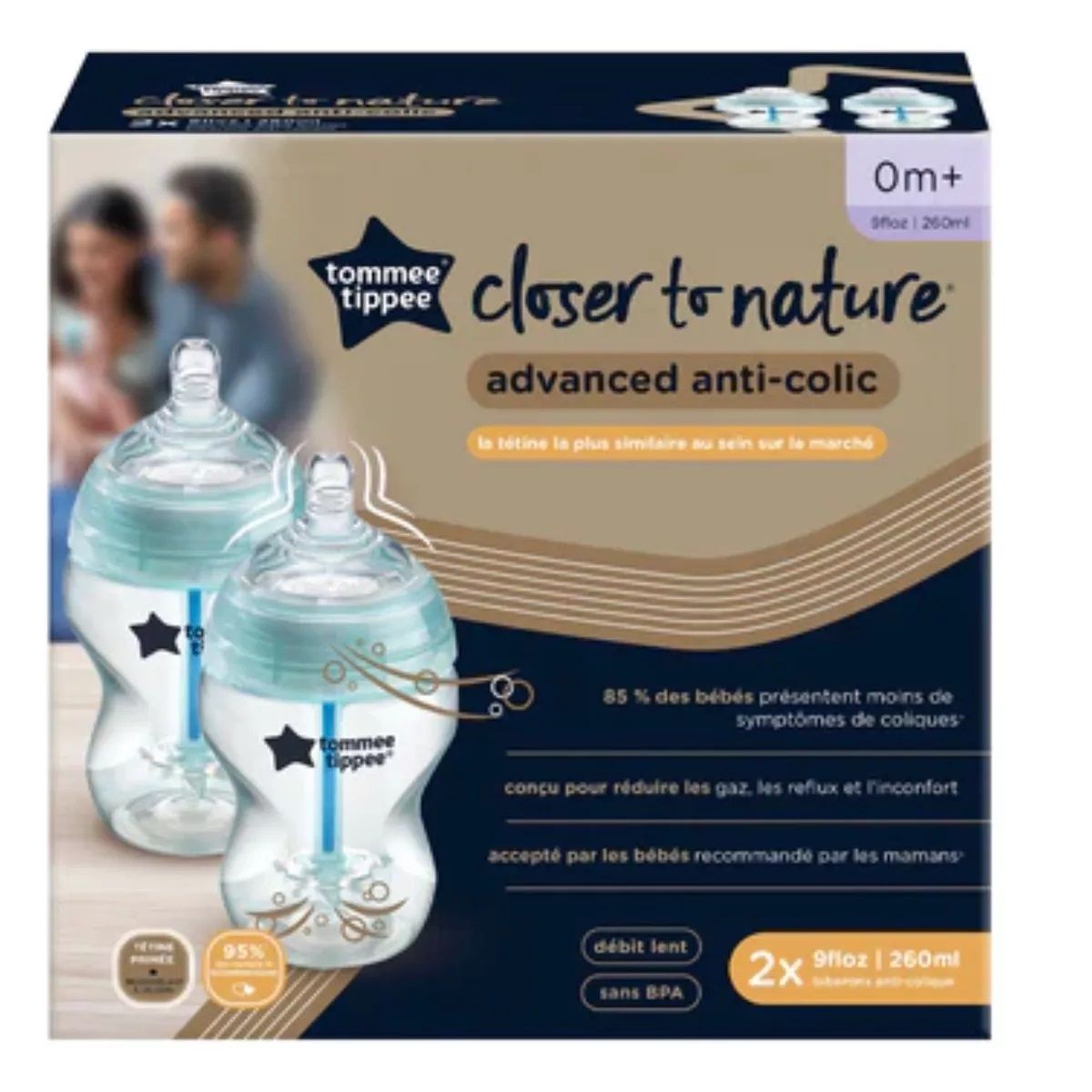 TOMMEE TIPPEE - Pack Biberón Anti Cólicos Avanzado 9oz Tommee Tippee Pack 2u