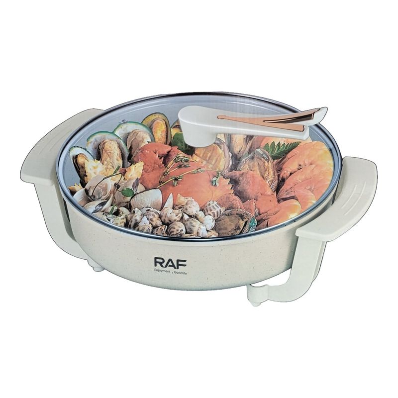 RAFF - Olla Sartén Grill Eléctrica Redonda Antiadherente 6 Litros R-5410