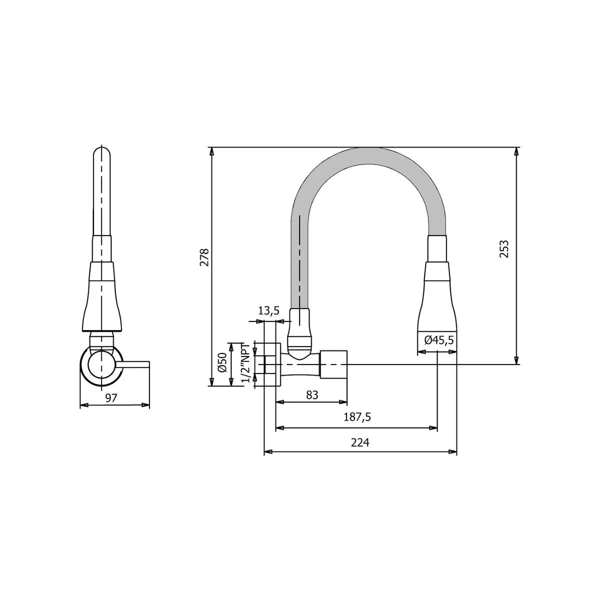 VAINSA - Grifería tipo Ganso para Cocina Modelo Maui Acero Inoxidable