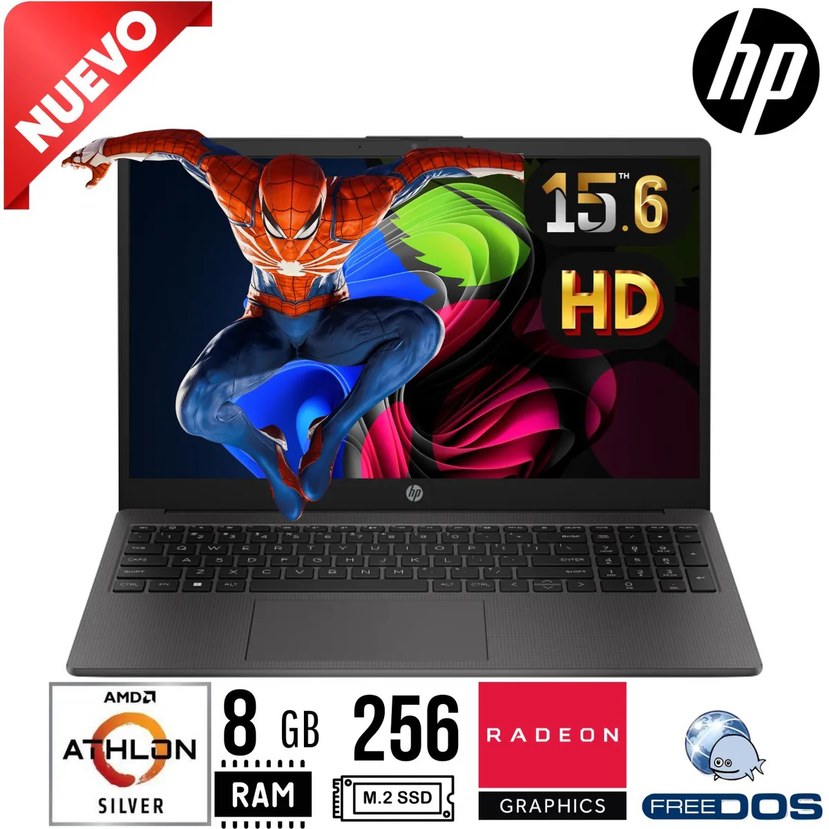 HP - Laptop HP 255 G10, 15.6" , HD ATHLON SILVER 7120U, RAM 8GB, SSD 256GB, FreeDos