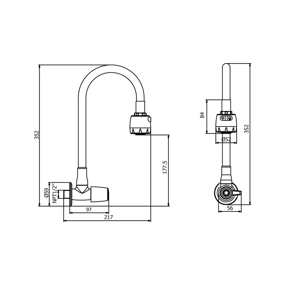 ITALGRIF - Grifería tipo Ganso para Cocina Modelo Cabo Acero Inoxidable Italgrif