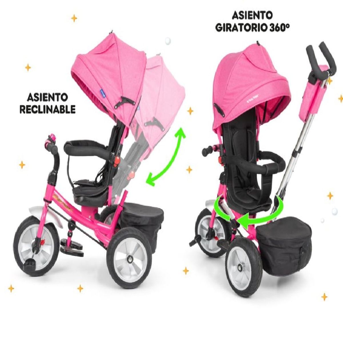 GENERICO - Triciclo para Niños Trek con asiento reversible Rosado