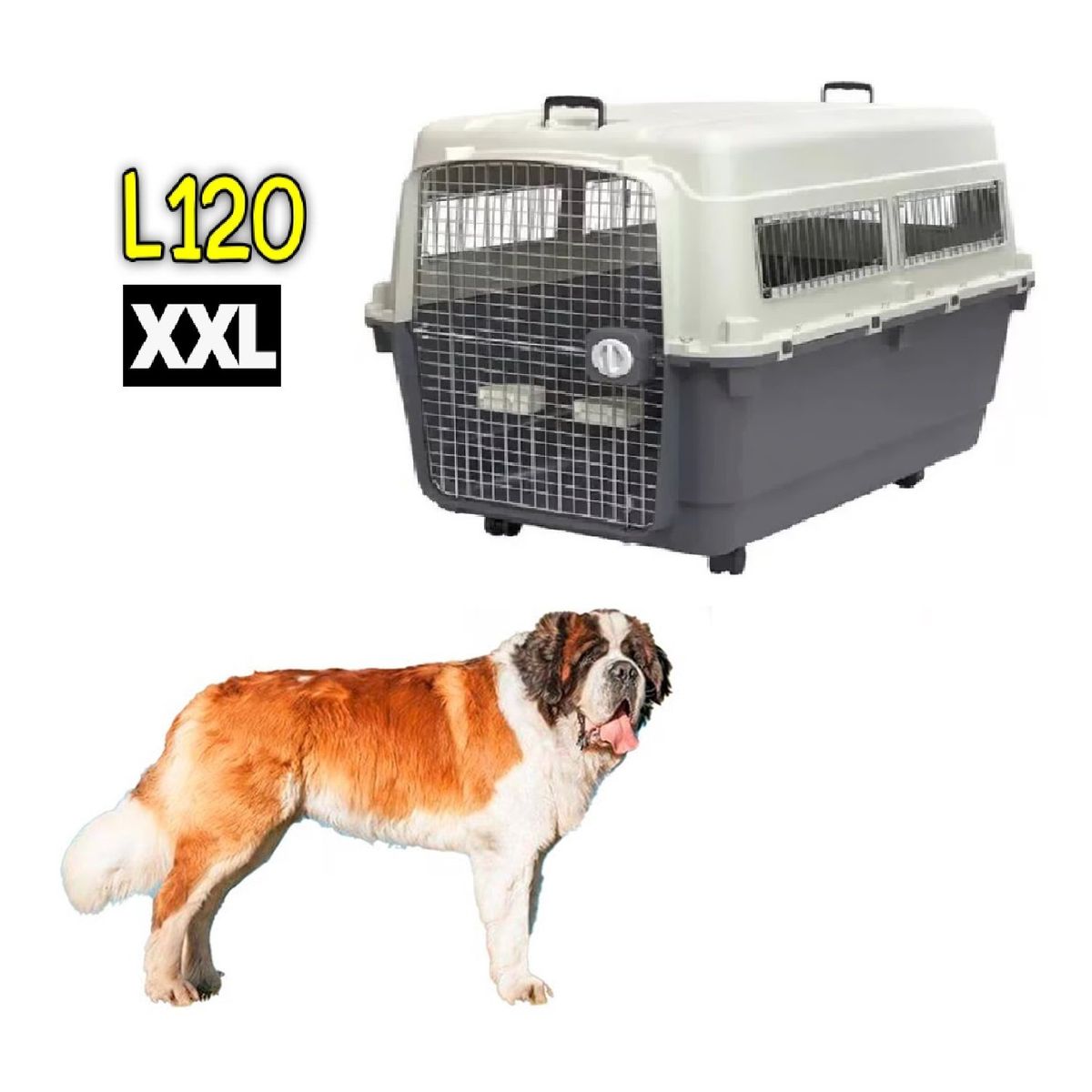 GENERICO - Kennel transportador L120 Fibra para Macotas Grandes XXL