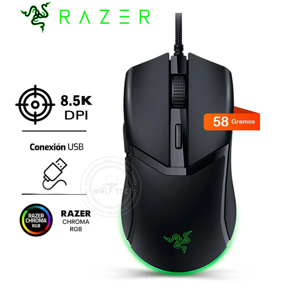 RAZER - Mouse Razer Cobra 8500 DPI Switch Optico Chroma Black