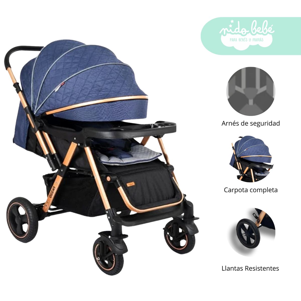 GENERICO - Coche Cuna de bebe Passo color Azul