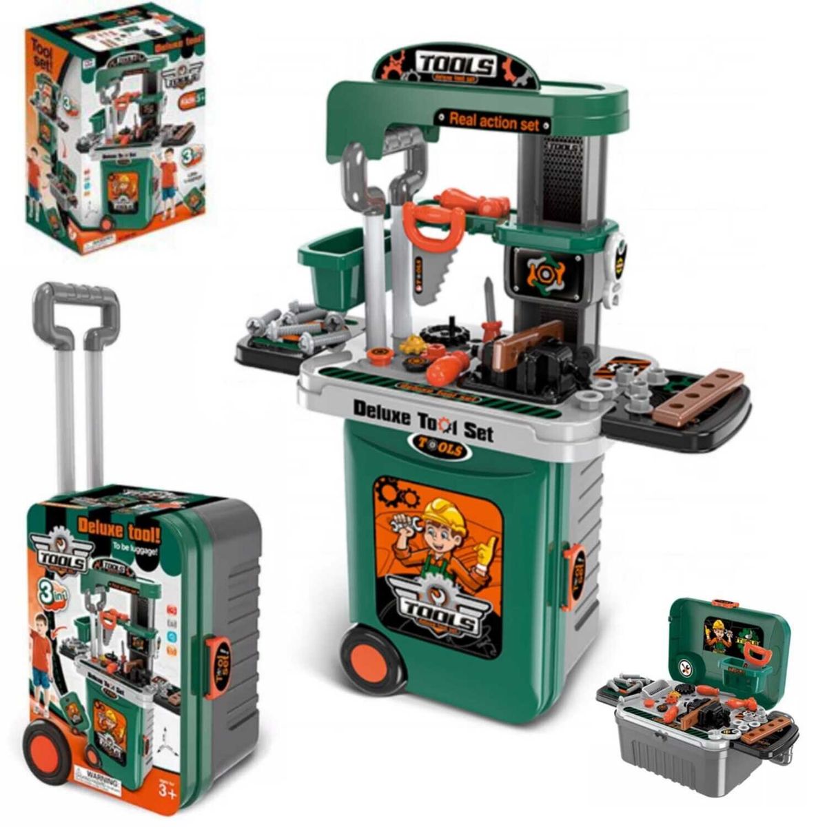 IMPORTADO MC - Juegos de herramienta para niño 3 en 1 VERDE