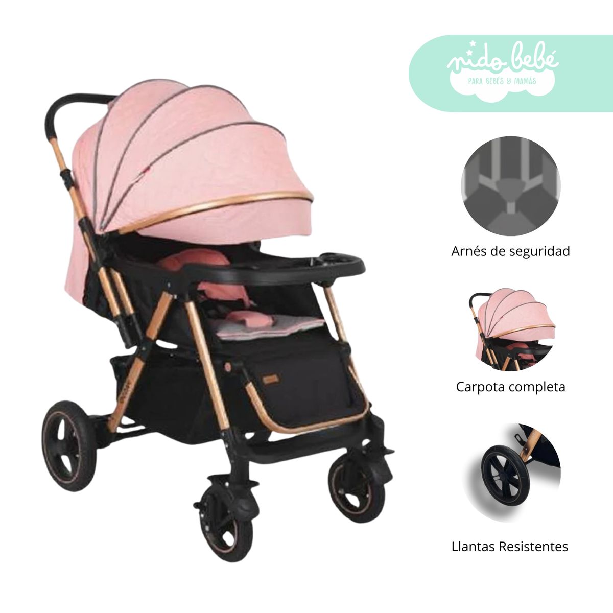 GENERICO - Coche Cuna de bebe Passo color Rosado