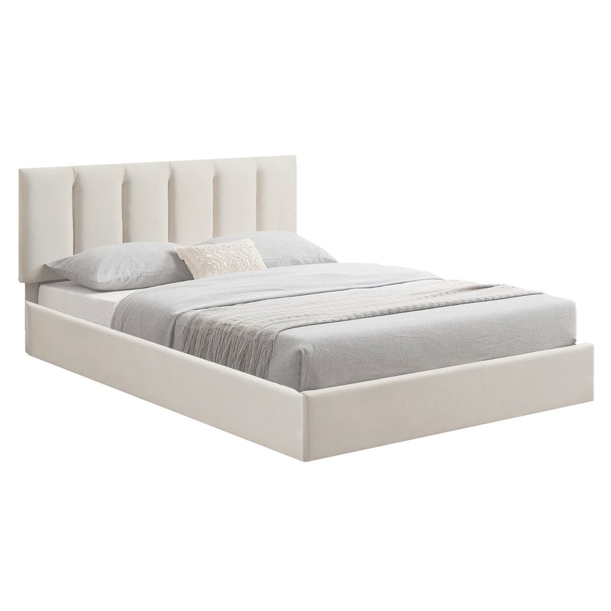 GENERICO - Cama Tapizada Listón Adda Ivory Queen