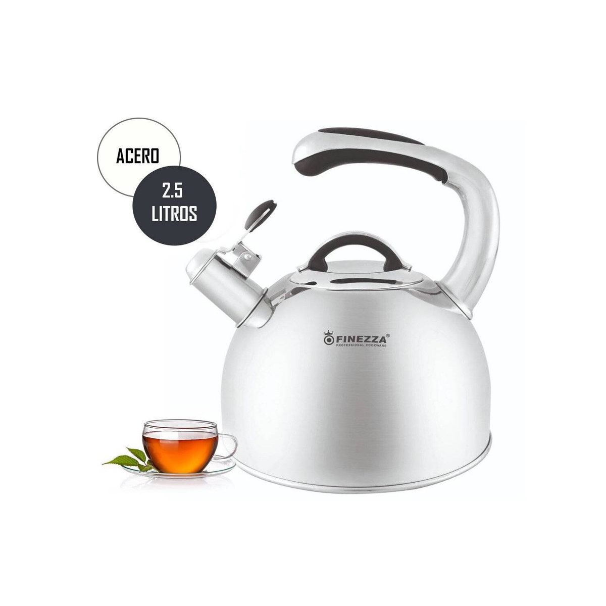FINEZZA - Tetera de Acero Inoxidable de 2.5 litros Finezza FF-T0040