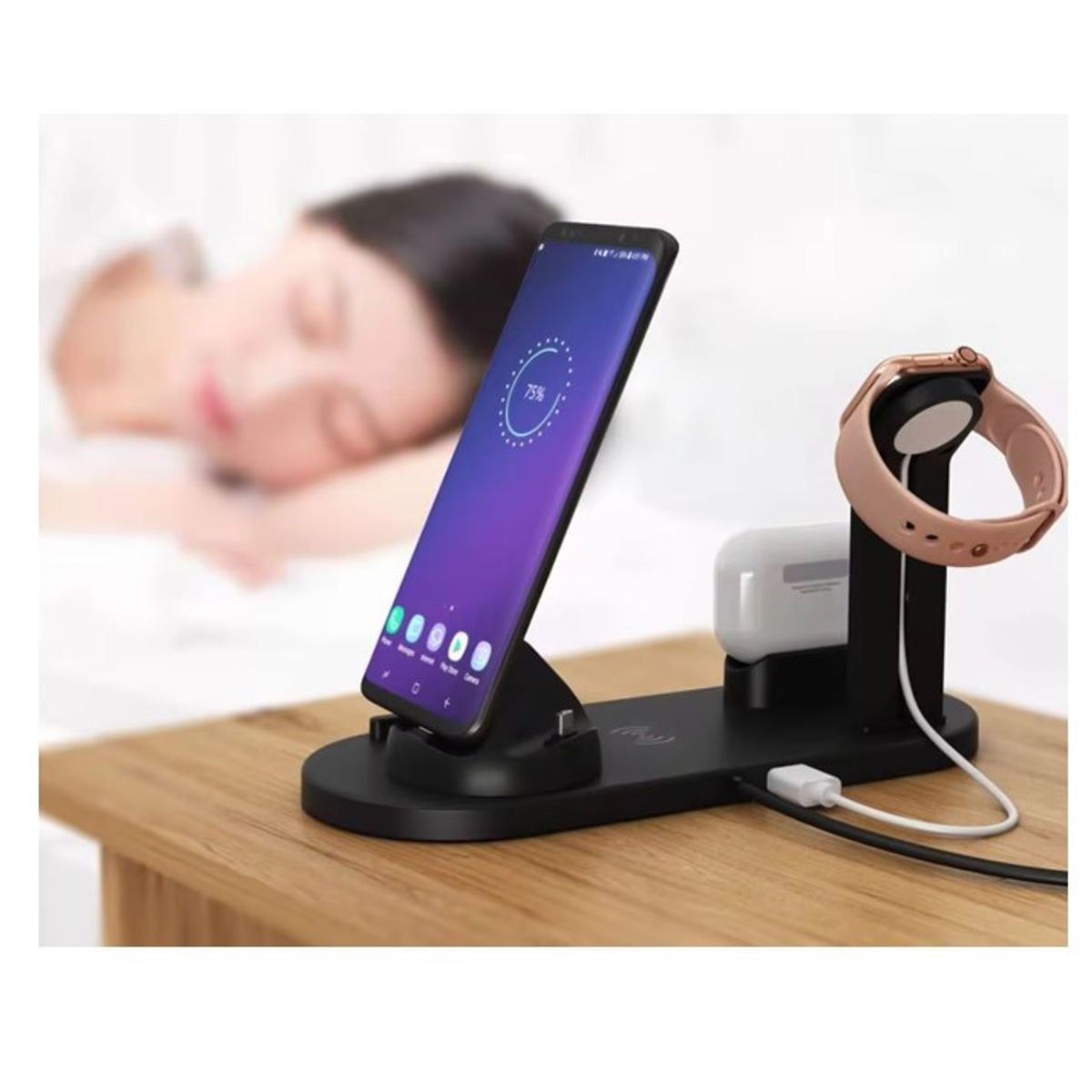 GENERICO - ESTACIÓN DE CARGADORES 5 EN 1 - CELULARES, AURICULARES, SMART WATCH
