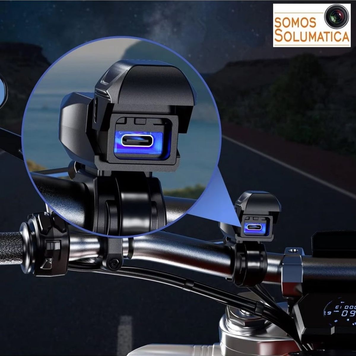 OEM - Cargador Para Moto tipo C - 36W PD - Acoplable De Timon