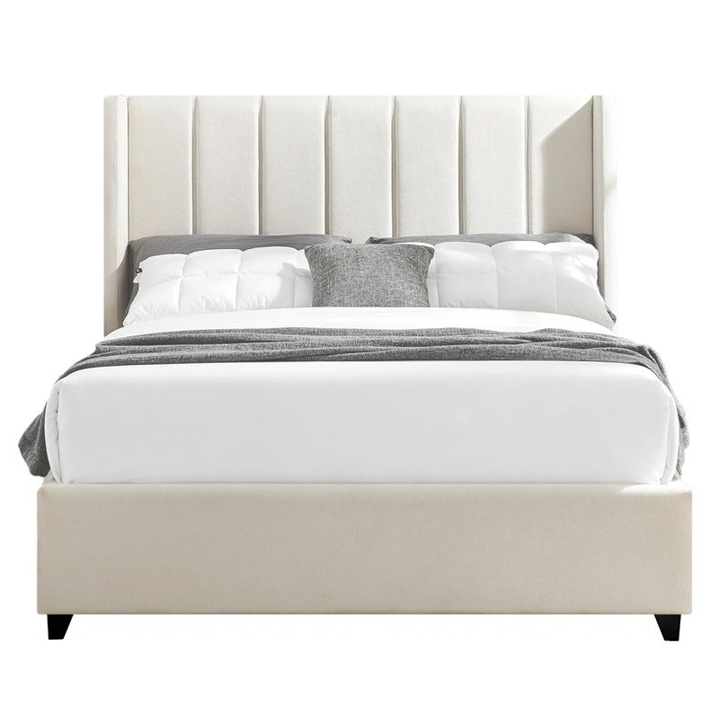 GENERICO - Cama Tapizada Listón con Tachas Ivory Queen