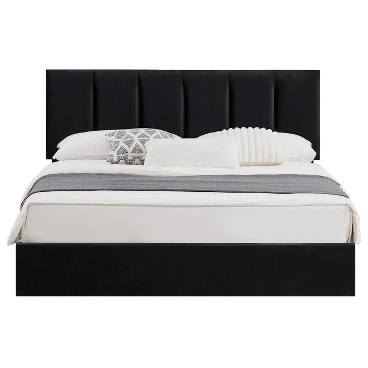 GENERICO - Cama Tapizada Listón Adda Negro Queen