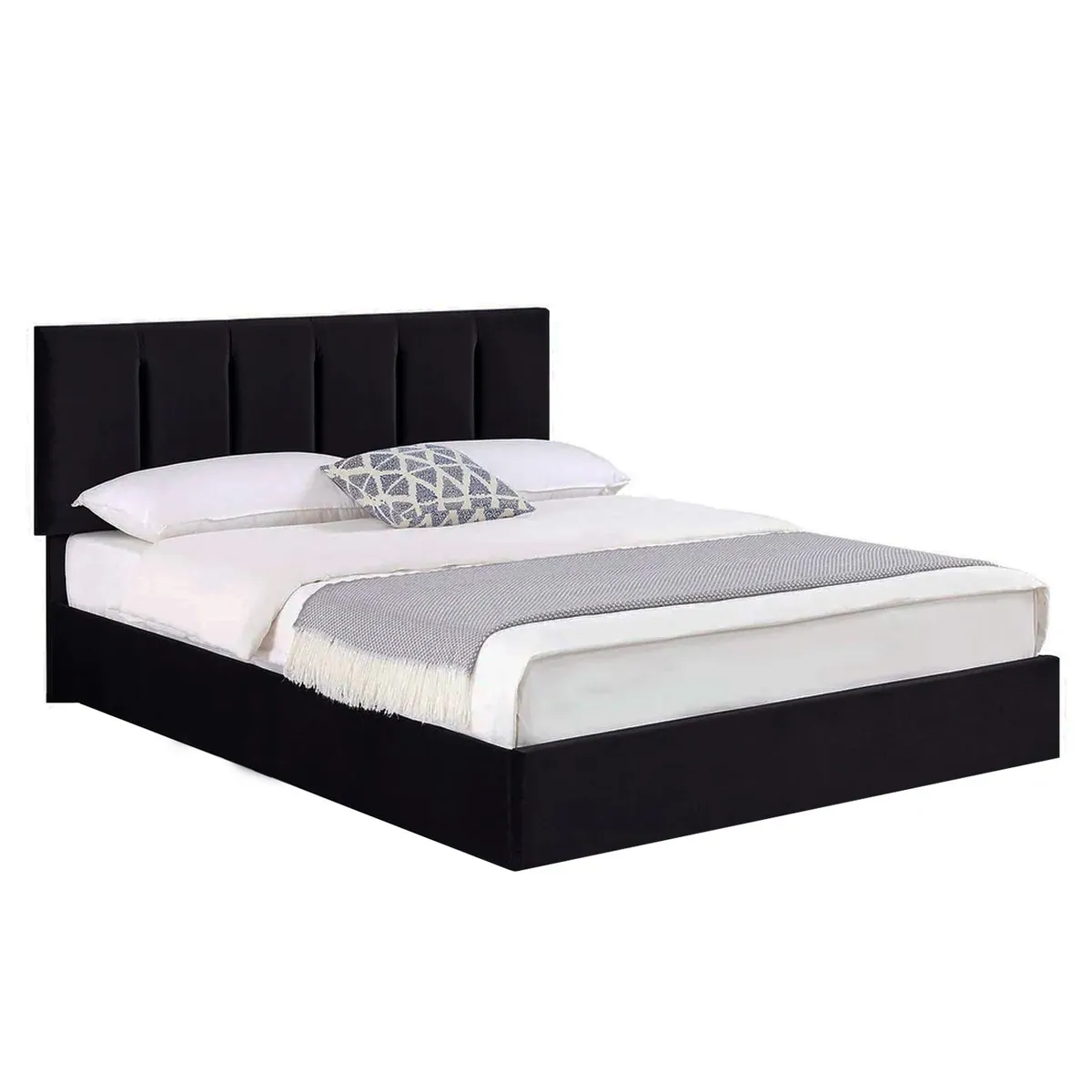 GENERICO - Cama Tapizada Listón Adda Negro Queen