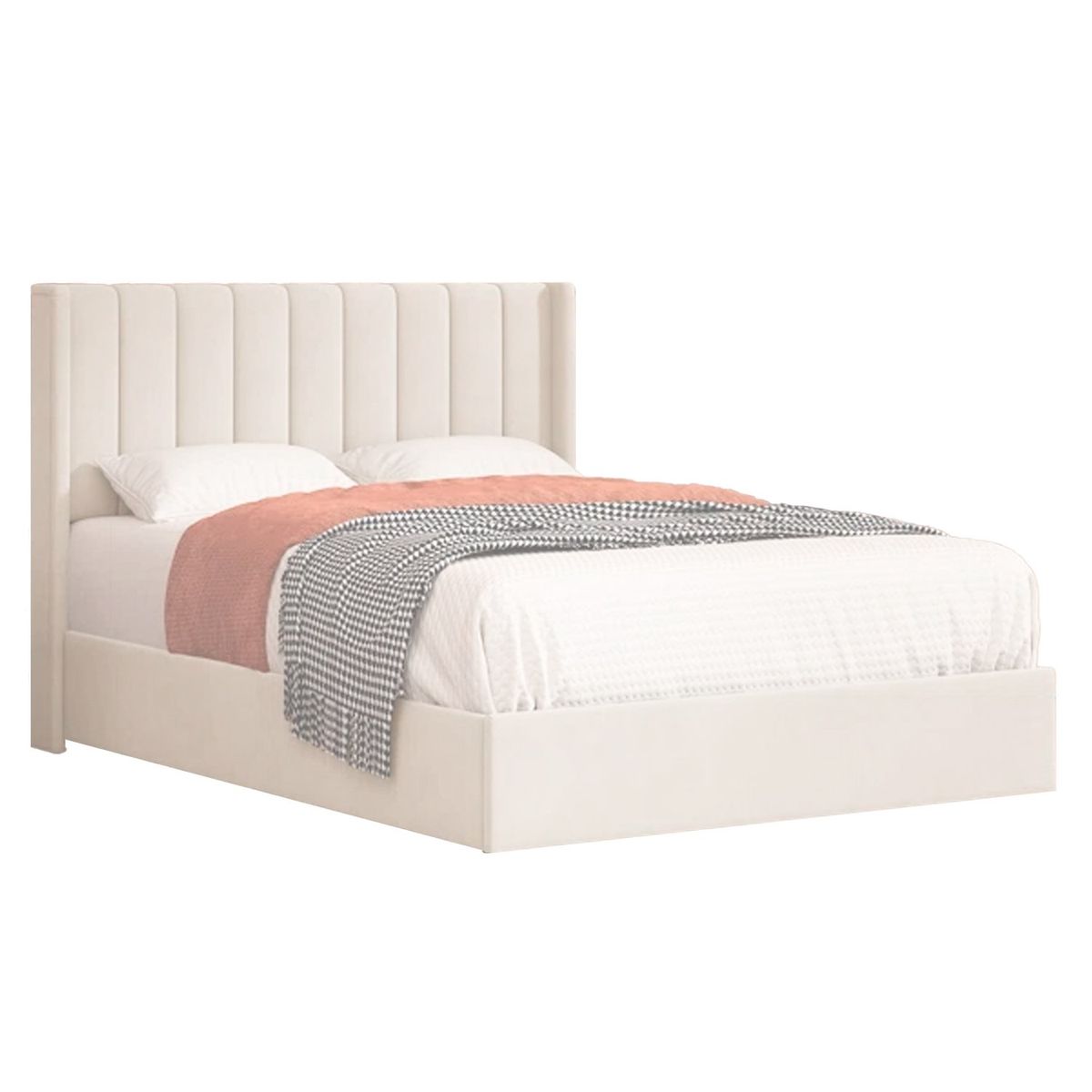 GENERICO - Cama Tapizada Listón Perla Queen