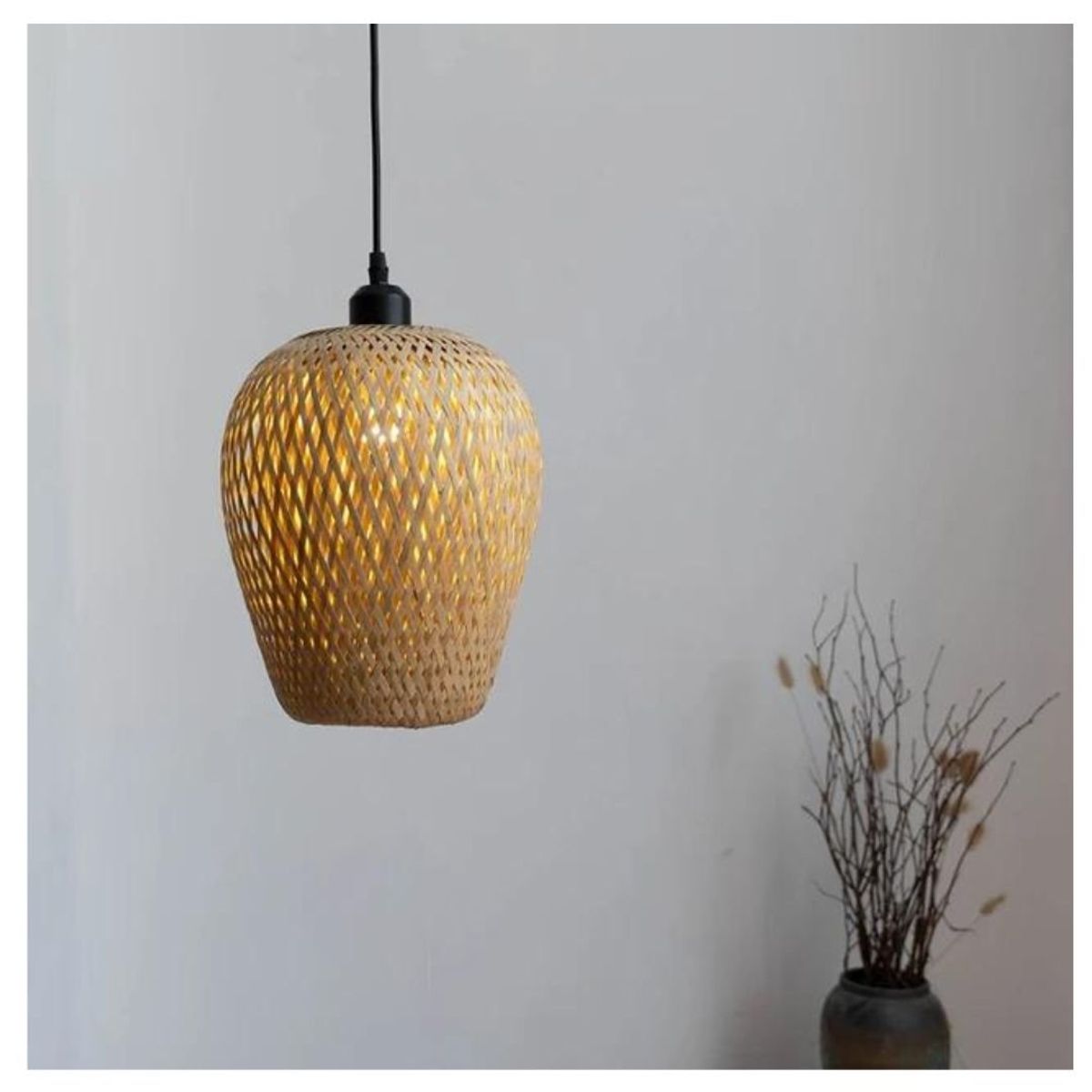 GENERICO - Lampara colgante de mimbre vintage
