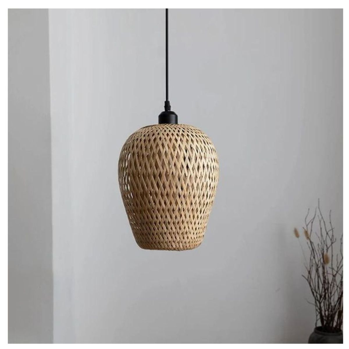 GENERICO - Lampara colgante de mimbre vintage