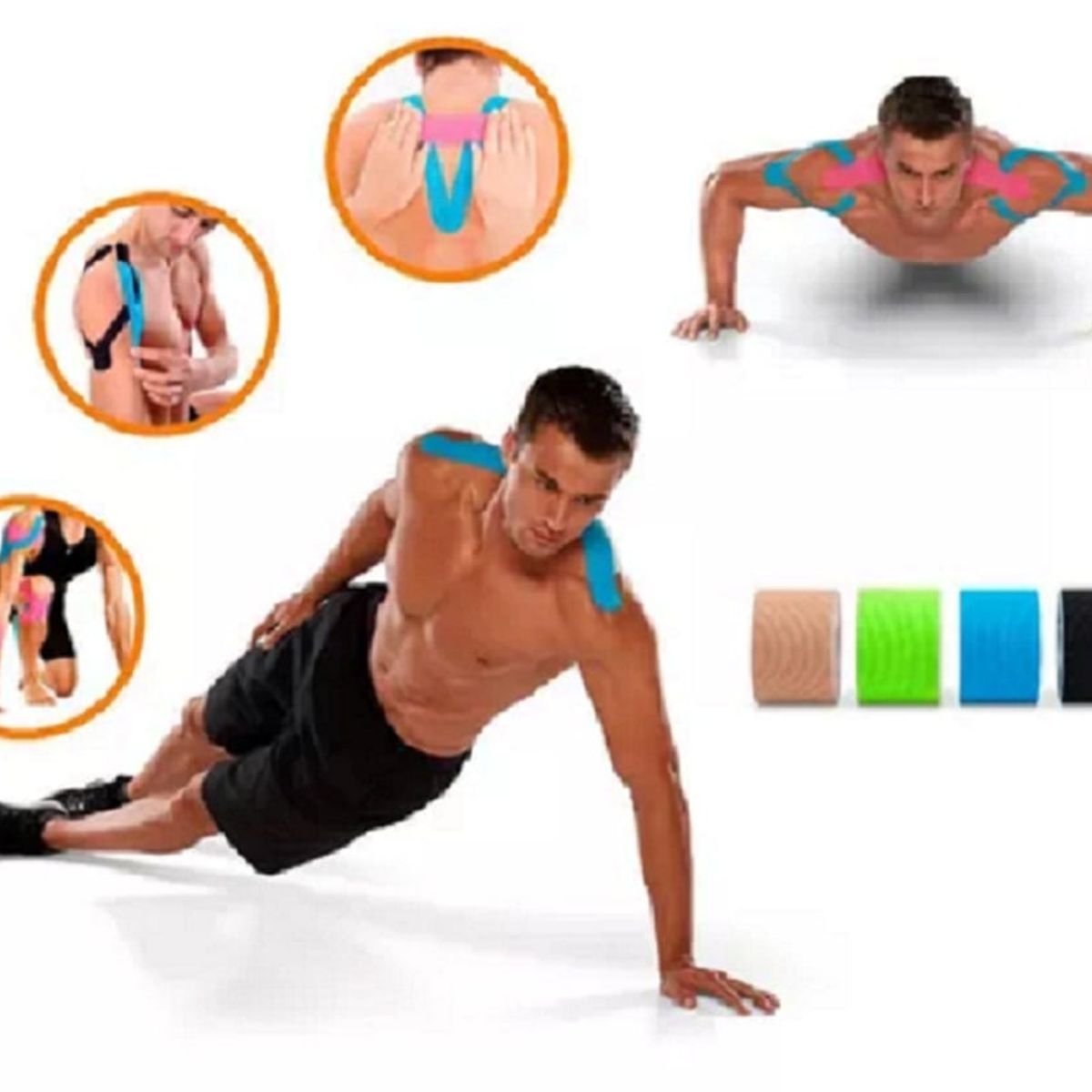 GENERICO - Pack x 5 Rollos Cinta Kinesiologica 5m X 5cm Soporte Deportivo