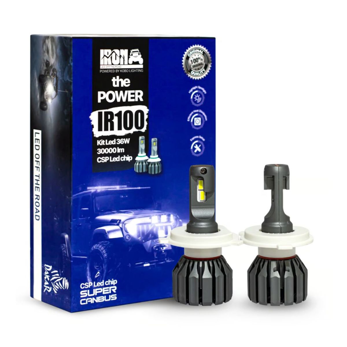 GENERICO - Foco Led Iron IR100 H7 30.000 LUMENES Calidad Premium