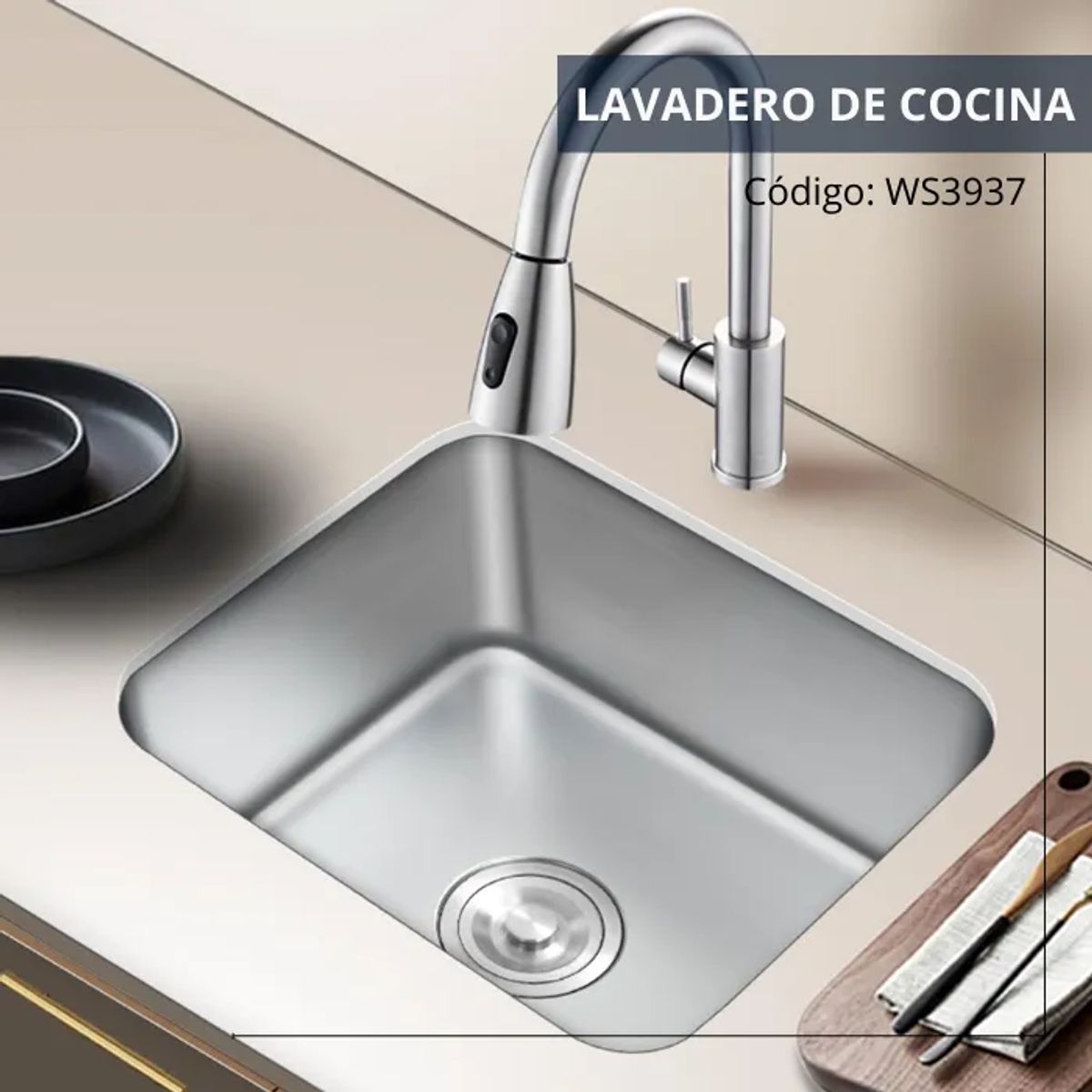 XM - LAVADERO DE ACERO INOXIDABLE PARA GRANITO  WS3937