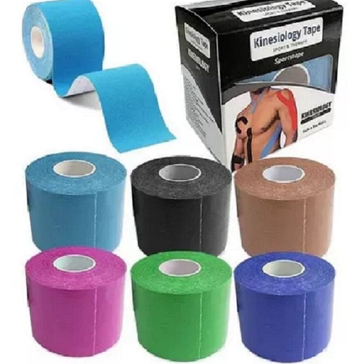 GENERICO - Pack x 5 Rollos Cinta Kinesiologica 5m X 5cm Soporte para Atleticos