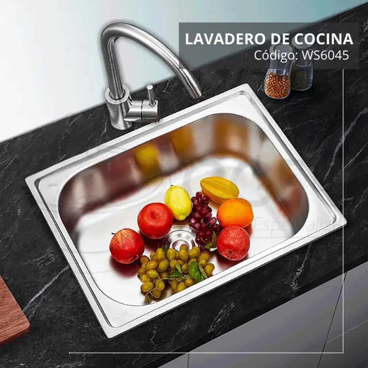 XM - LAVADERO DE ACERO INOXIDABLE PARA GRANITO WS6045