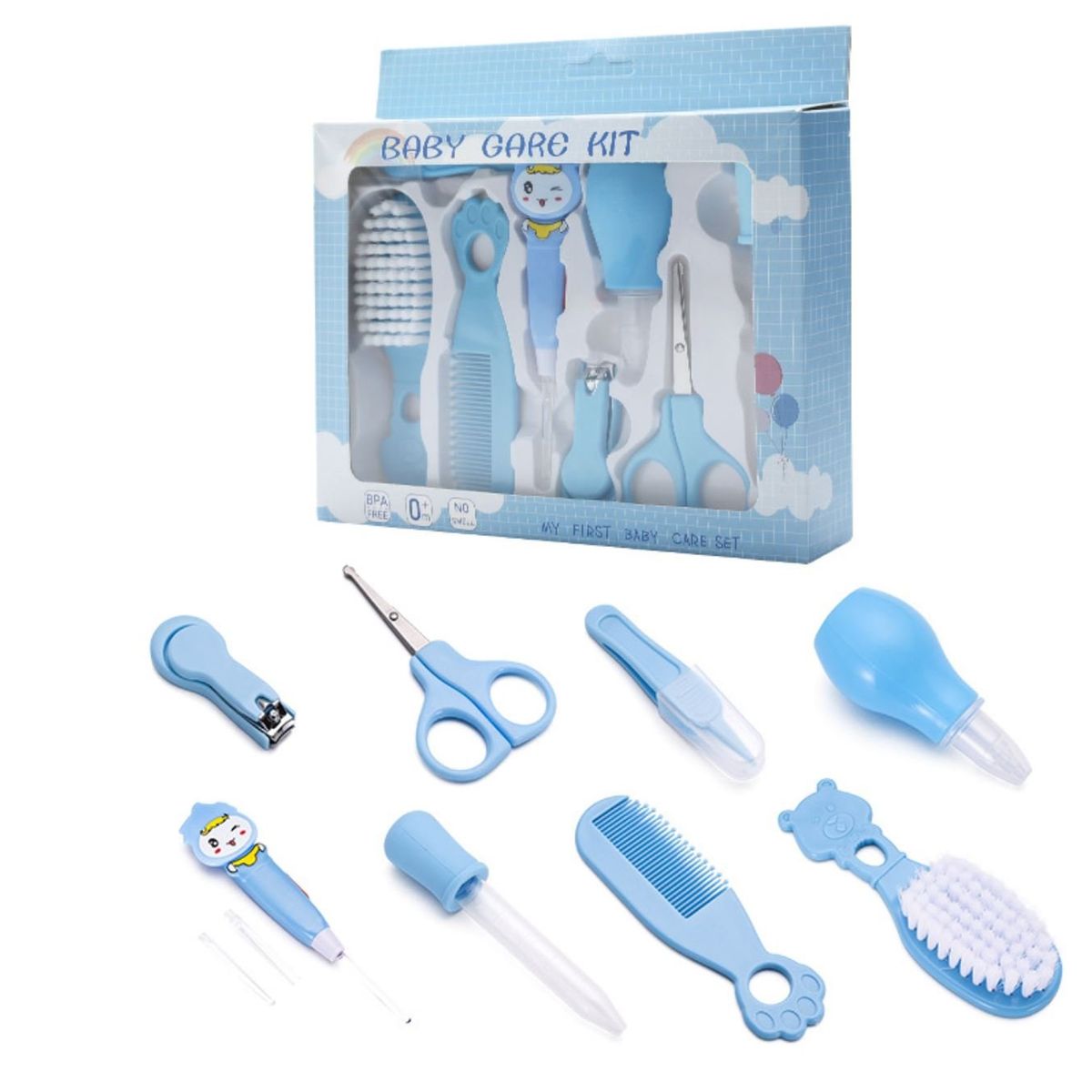 GENERICO - Kit de cuidado del bebé 8 piezas - Celeste