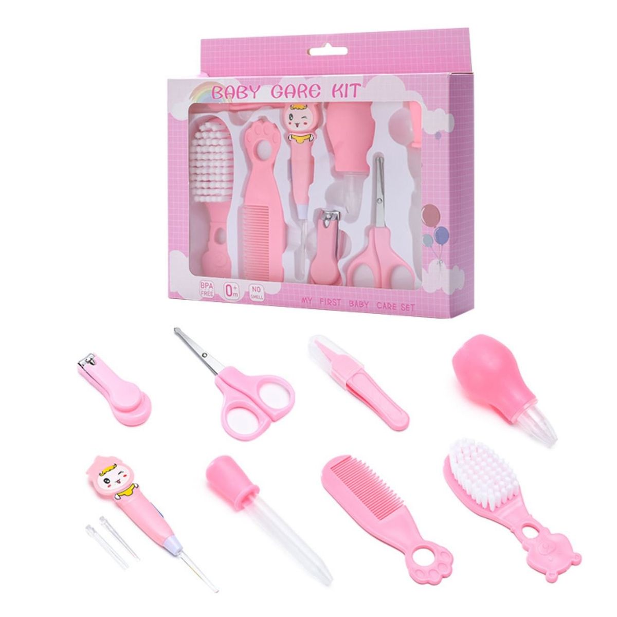 GENERICO - Kit de cuidado del bebé 8 piezas - Rosado