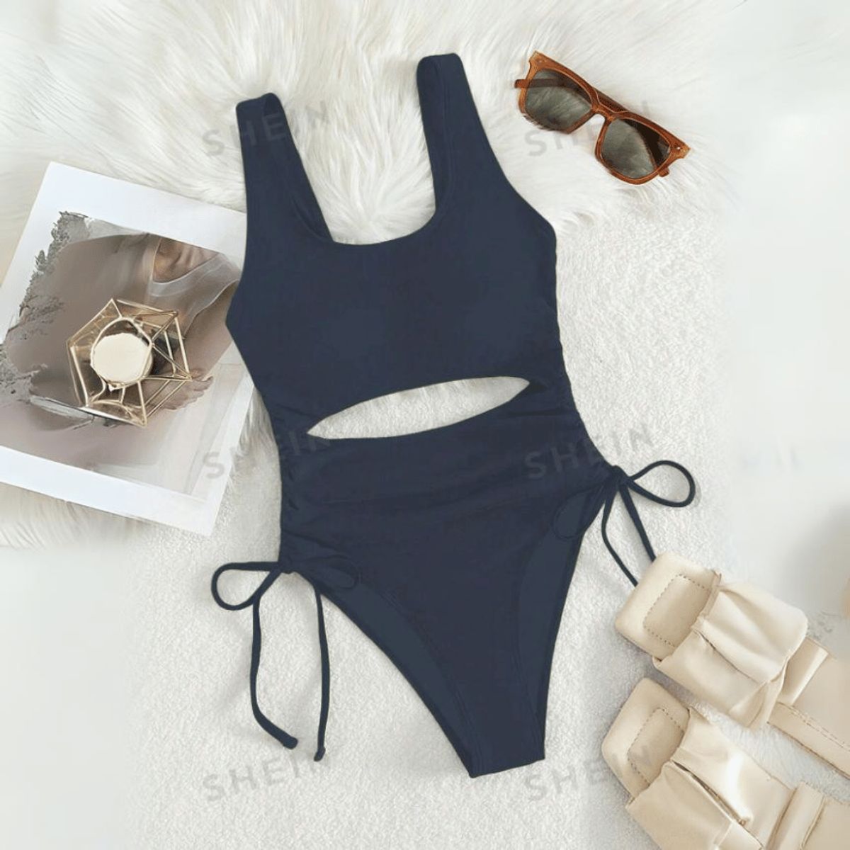 GENERICO - SHEIN Ropa de Baño 1 Pieza con Cordones Laterales