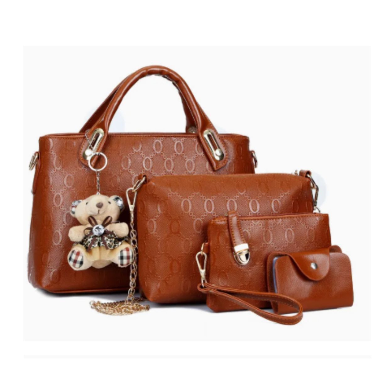 GENERICO - Set Cartera Bolso Billetera 4 en 1 Elegante Osito