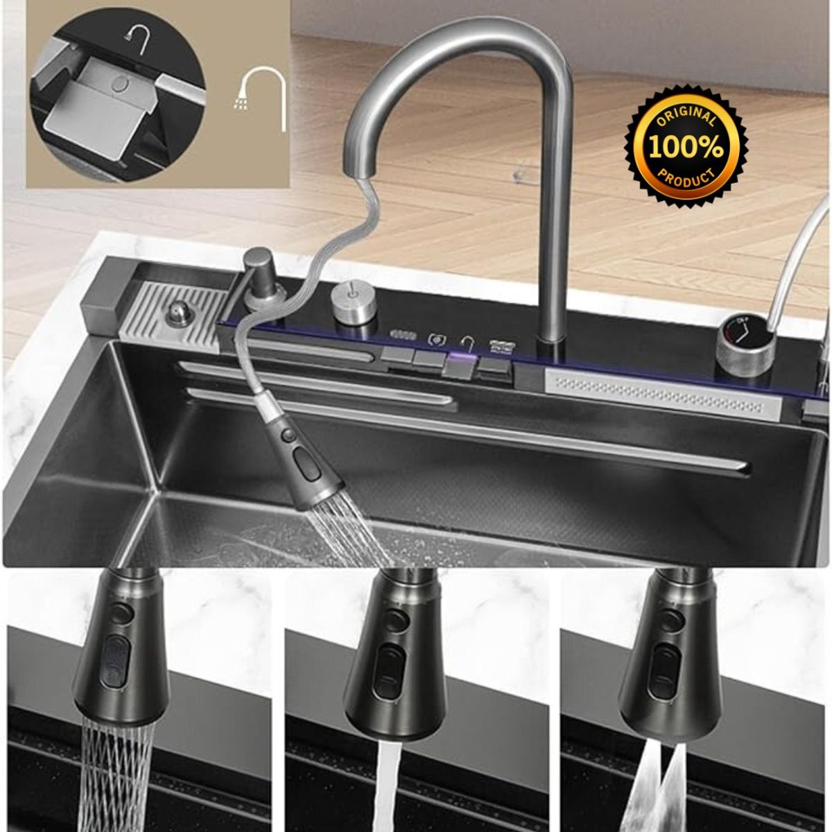 GENERICO - Lavadero Multifuncional 5 teclas Acero Inoxidable SUS 304 Premium