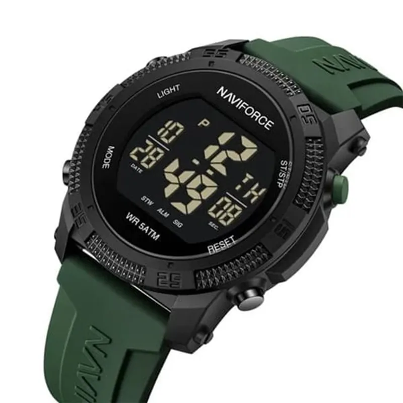 NAVIFORCE - Reloj digital deportivo Naviforce con correa verde resistente al agua