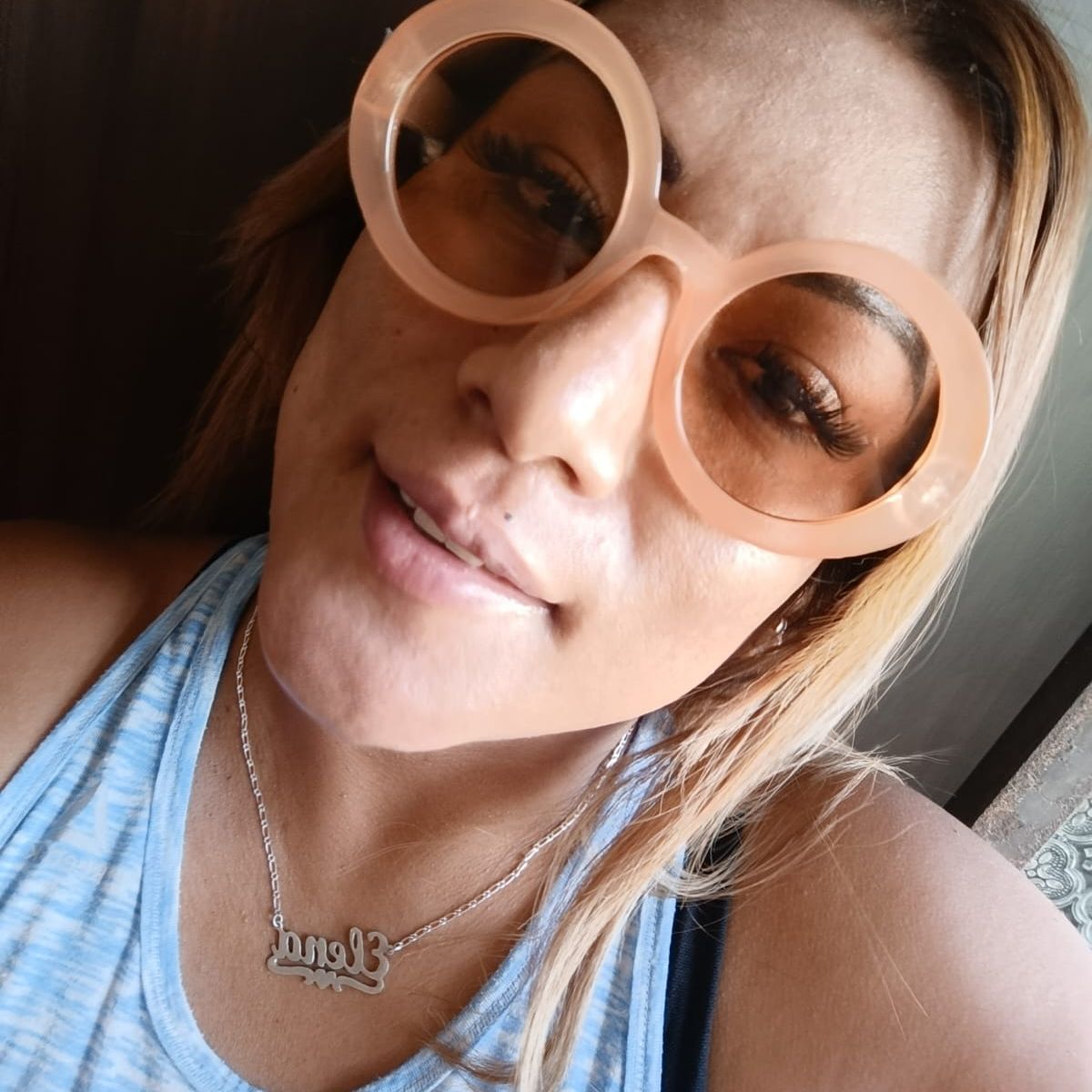 GENERICO - Lentes de Sol para Mujer Circular  Grande PL3900 Anaranjado