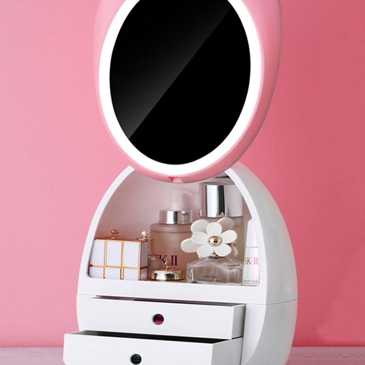 GENERICO - ORGANIZADOR DE ESCRITORIO CON LUZ LED ORGANIZADOR DE MAQUILLAJE CON ESPEJO