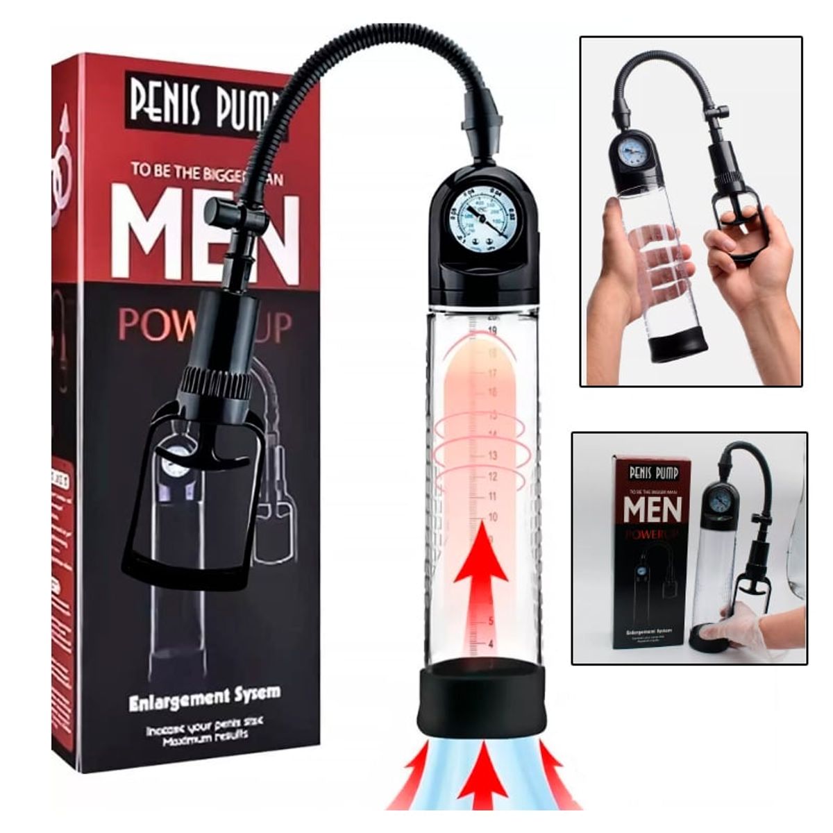 GENERICO - Extensor Bomba Pene Alargador y Agrandador de Vacío con Medidor
